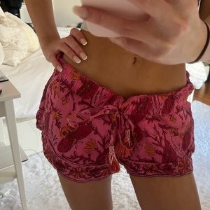 Calypso St. Barth pink patterned linen shorts